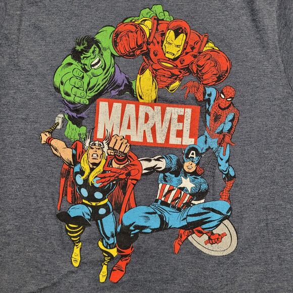 Marvel Superheroes Shirt Medium 20x26 Gray Spider-Man Comics - Picture 7 of 11